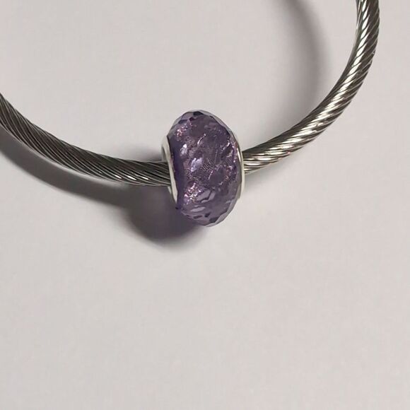 Purple Sparkly Charm for Pandora Style Bracelet - Picture 1 of 4